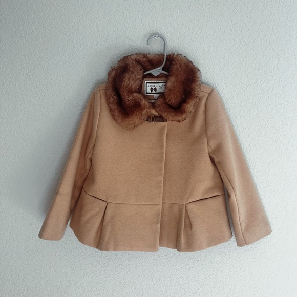 Janie and Jack Girls Fur Trim Coat - Picture 1 of 6